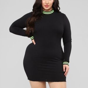 Black dress with neon green